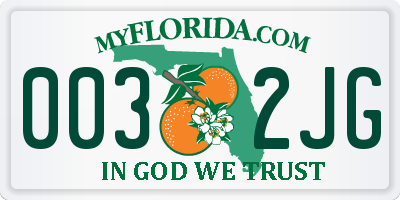 FL license plate 0032JG