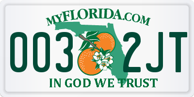 FL license plate 0032JT