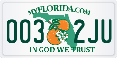 FL license plate 0032JU