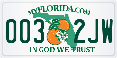 FL license plate 0032JW