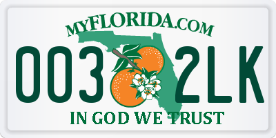 FL license plate 0032LK