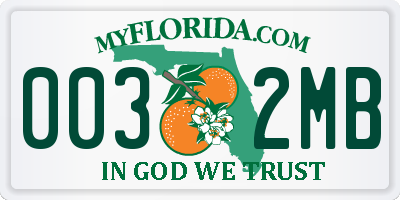 FL license plate 0032MB