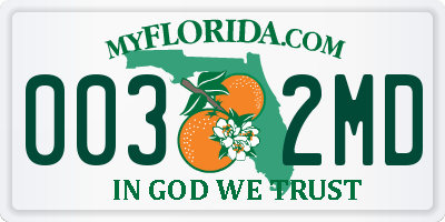 FL license plate 0032MD