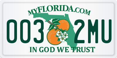 FL license plate 0032MU