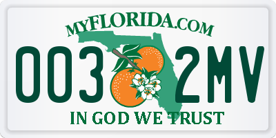 FL license plate 0032MV