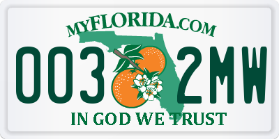FL license plate 0032MW