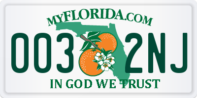 FL license plate 0032NJ