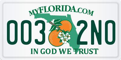 FL license plate 0032NO