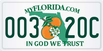 FL license plate 0032OC