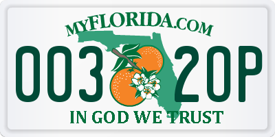 FL license plate 0032OP