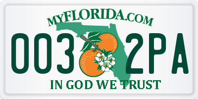 FL license plate 0032PA