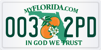FL license plate 0032PD