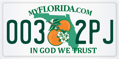 FL license plate 0032PJ