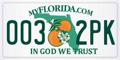 FL license plate 0032PK