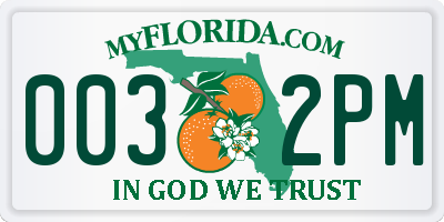 FL license plate 0032PM