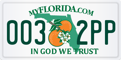 FL license plate 0032PP