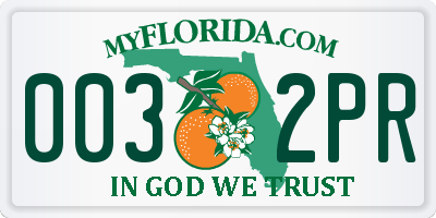 FL license plate 0032PR