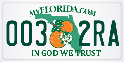 FL license plate 0032RA
