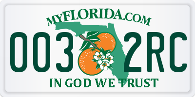 FL license plate 0032RC