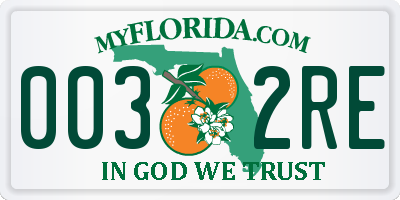 FL license plate 0032RE