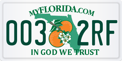 FL license plate 0032RF