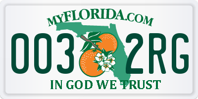 FL license plate 0032RG