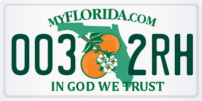 FL license plate 0032RH