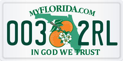 FL license plate 0032RL