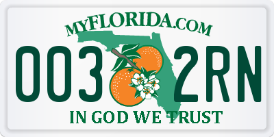 FL license plate 0032RN