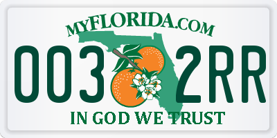 FL license plate 0032RR