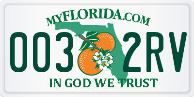 FL license plate 0032RV
