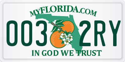 FL license plate 0032RY