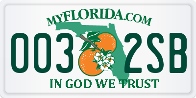 FL license plate 0032SB