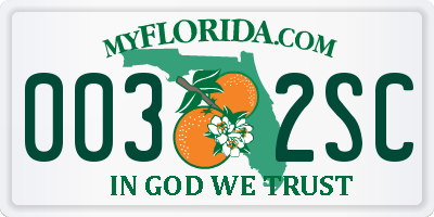 FL license plate 0032SC