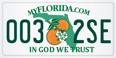 FL license plate 0032SE