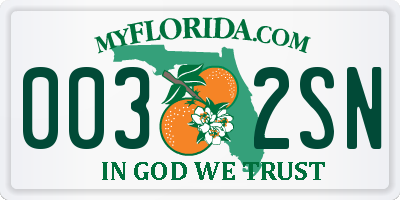 FL license plate 0032SN