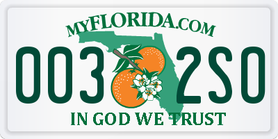 FL license plate 0032SO