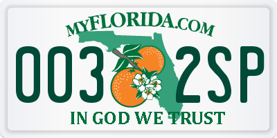 FL license plate 0032SP