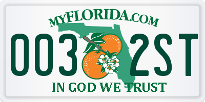 FL license plate 0032ST