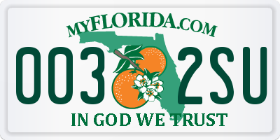 FL license plate 0032SU