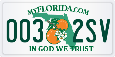 FL license plate 0032SV