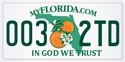 FL license plate 0032TD