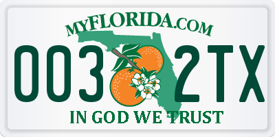 FL license plate 0032TX