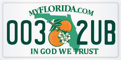 FL license plate 0032UB