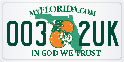 FL license plate 0032UK