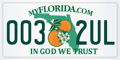 FL license plate 0032UL