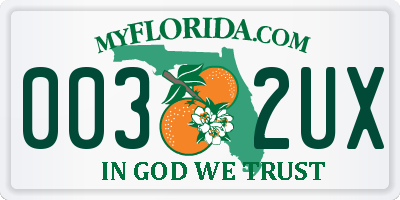 FL license plate 0032UX