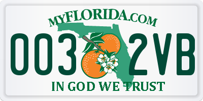FL license plate 0032VB