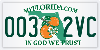 FL license plate 0032VC