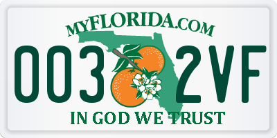 FL license plate 0032VF
